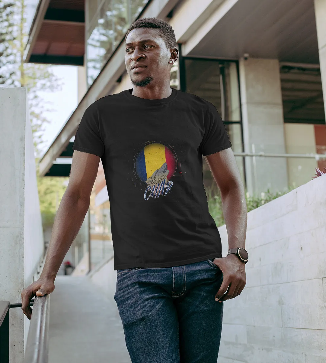 1sttheworld T-Shirt - Chad Wolf Flag T-Shirt Black A35