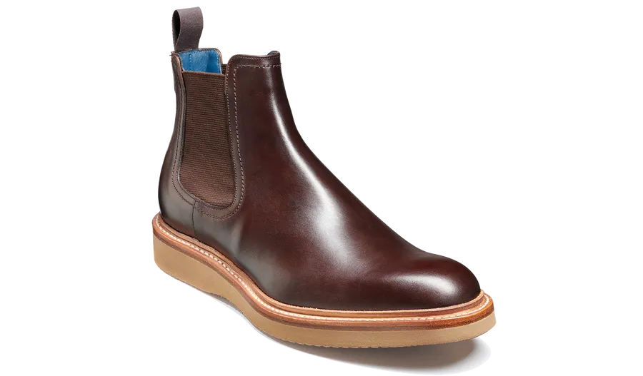 Mens Chocolate Hand-Painted Chelsea Boots - Barker Fred Collection