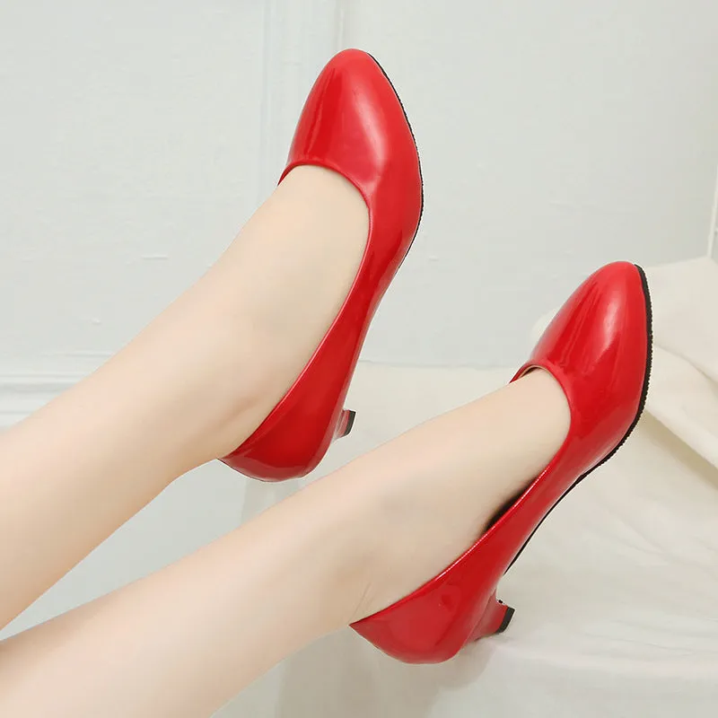 Four Seasons Chunky Heel 3cm High Heels Women's Low Heel
