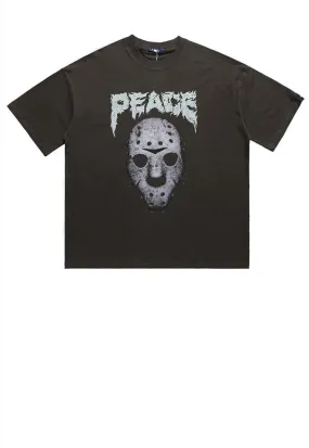 Friday 13th t-shirt Jason horror mask top horror tee grey
