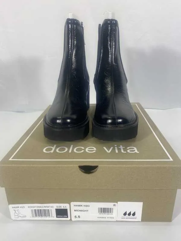 HAWK H2O BOOTIES MIDNIGHT CRINKLE PATENT - re:vita