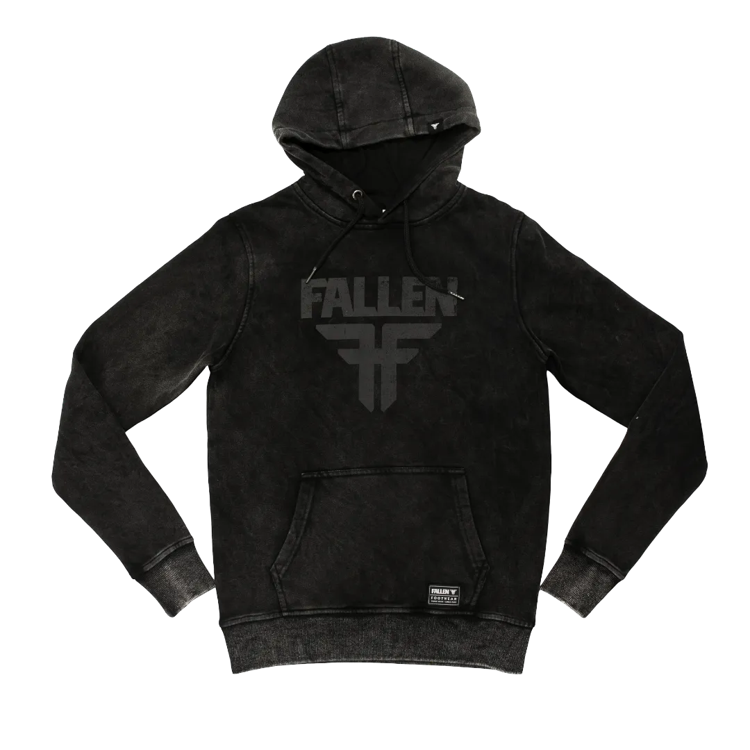KIDS / INSIGNIA HOODIE BLACK ENZYMATIC WASH