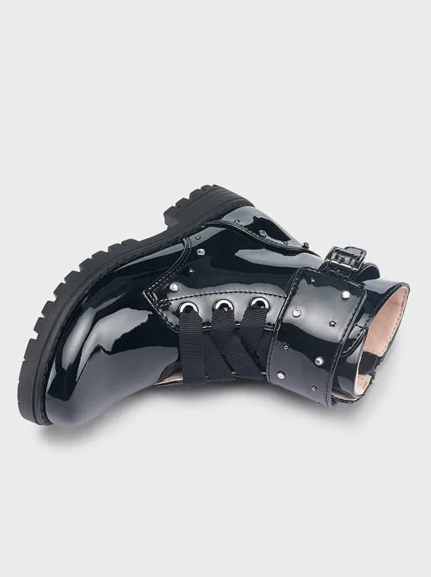 Mayoral Mini Patent Leather Biker Bootie Black_46311-30