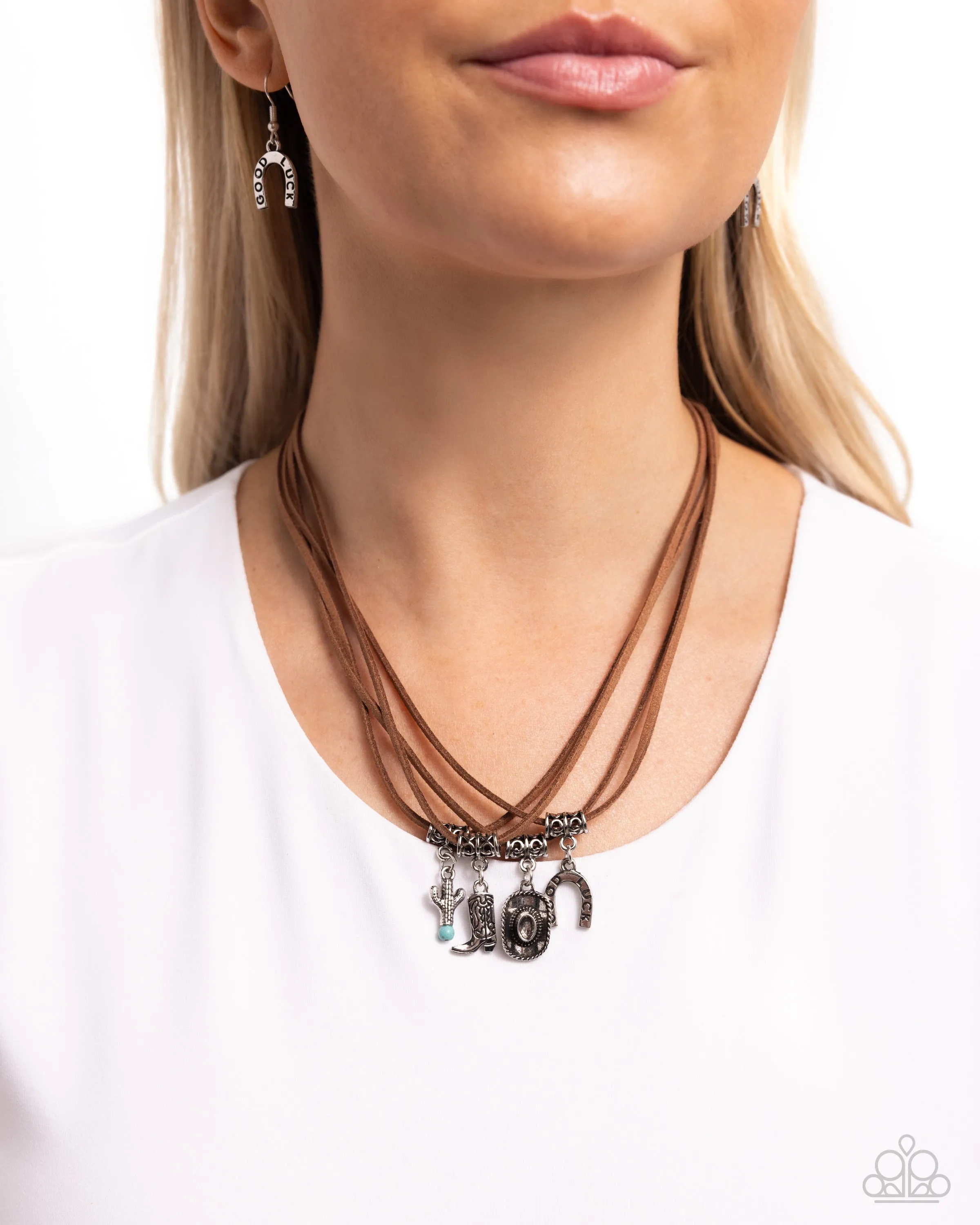 Paparazzi Southern Beauty Brown Necklace & Earring Set