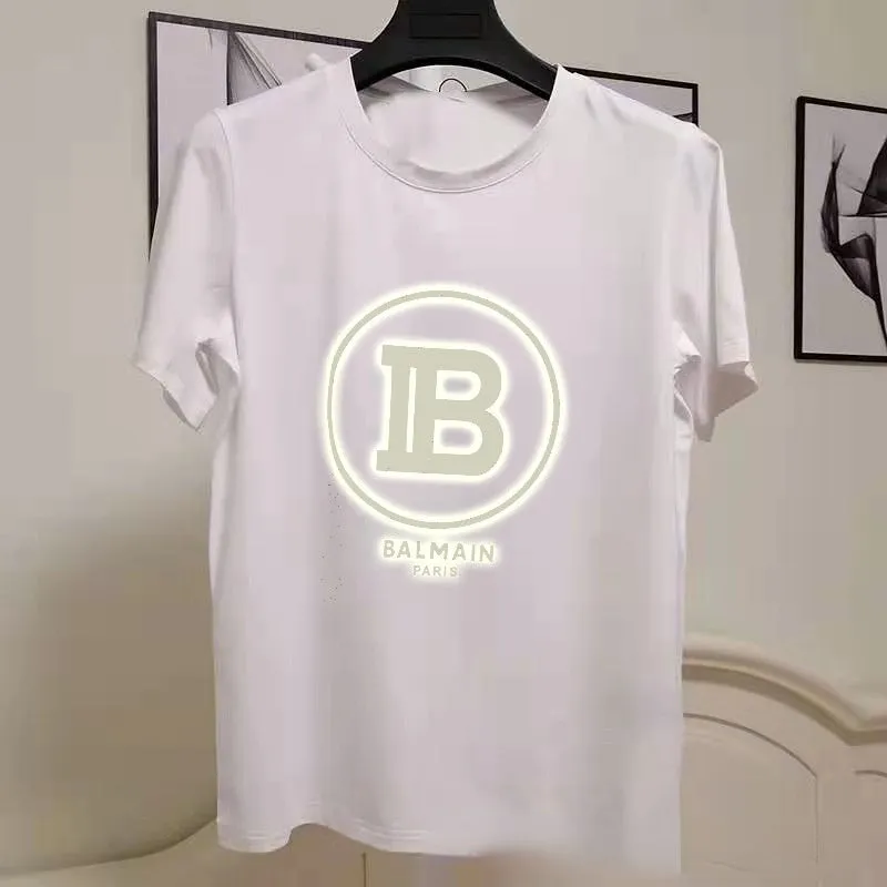 T Shirt Balmain Spring and Summer Print round Neck T-shirt Casual Bottoming Shirt