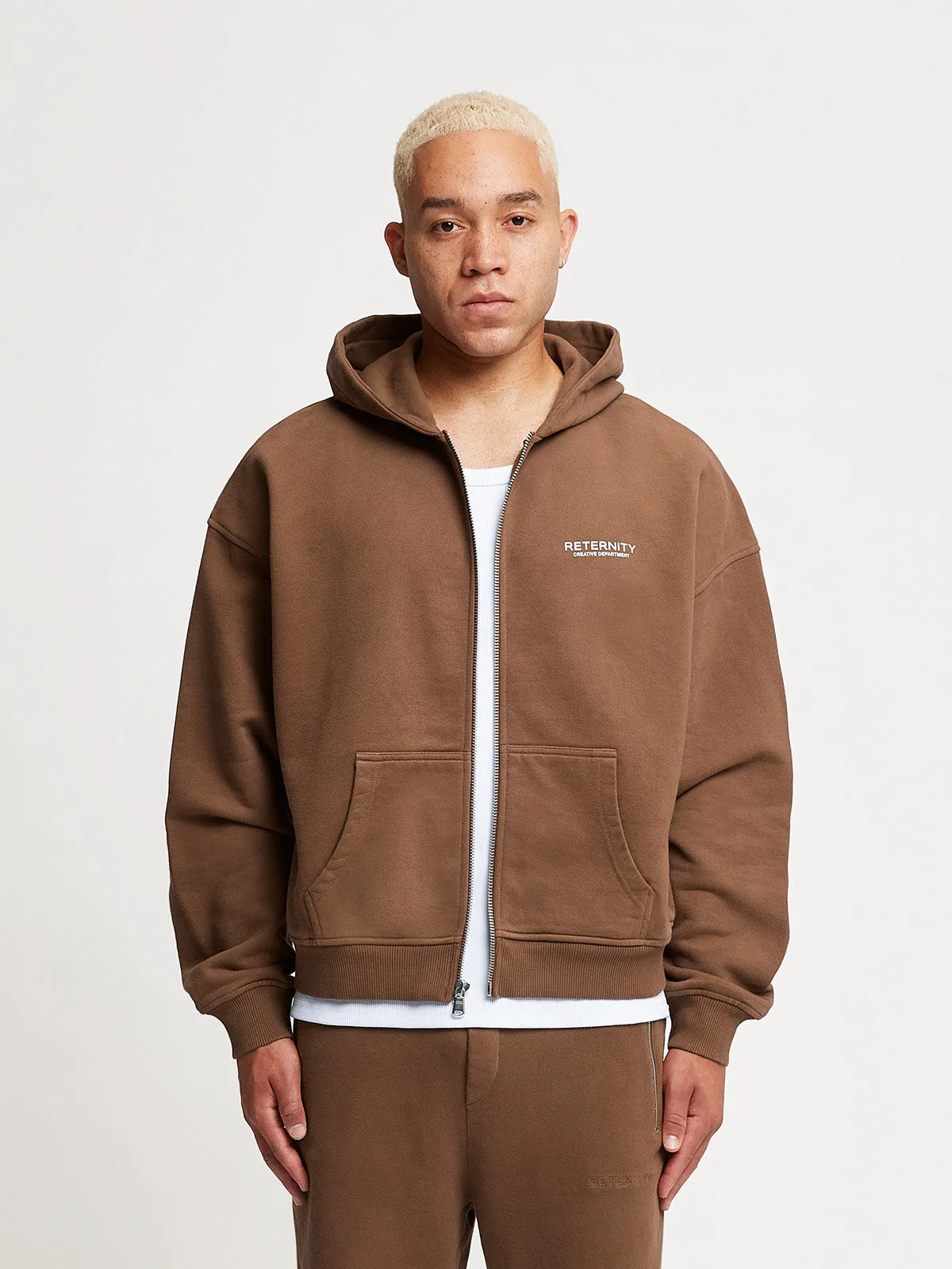ZIP HOODIE CREATIVE DEPT - BROWN